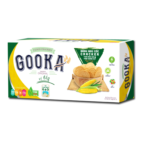 Bánh Gooka Cracker Ngũ cốc bắp hộp giấy 160 gam