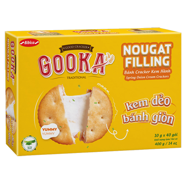 Bánh Cracker hương hành Gooka Nougat Fliling 400 gam