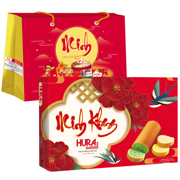 Bánh HURA SWISSROLL Cốm - Bơ sữa MINH KHANG 324g